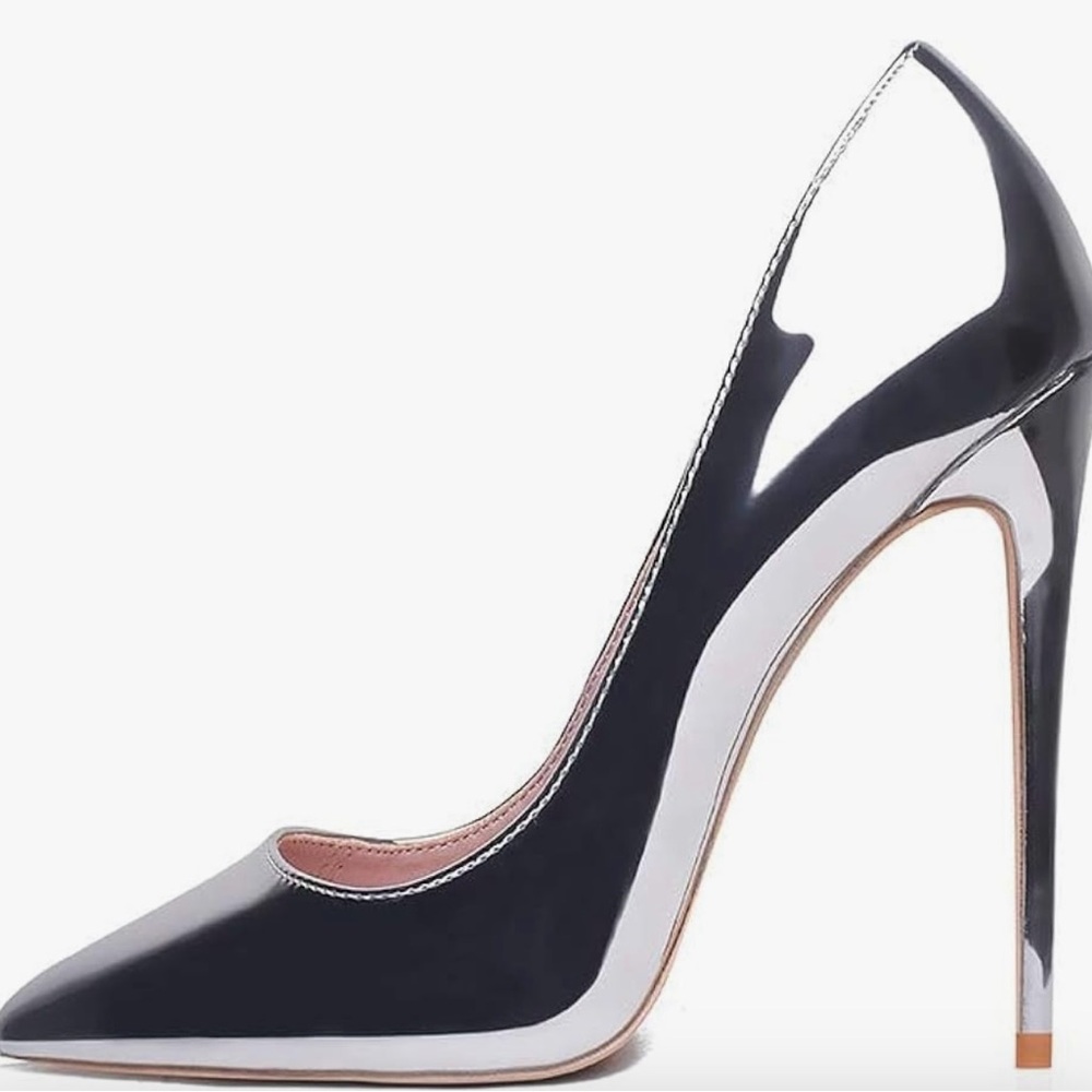 Size 9.5 Never worn Silver Metallic sexy, timeless, fashion forward heels shoes